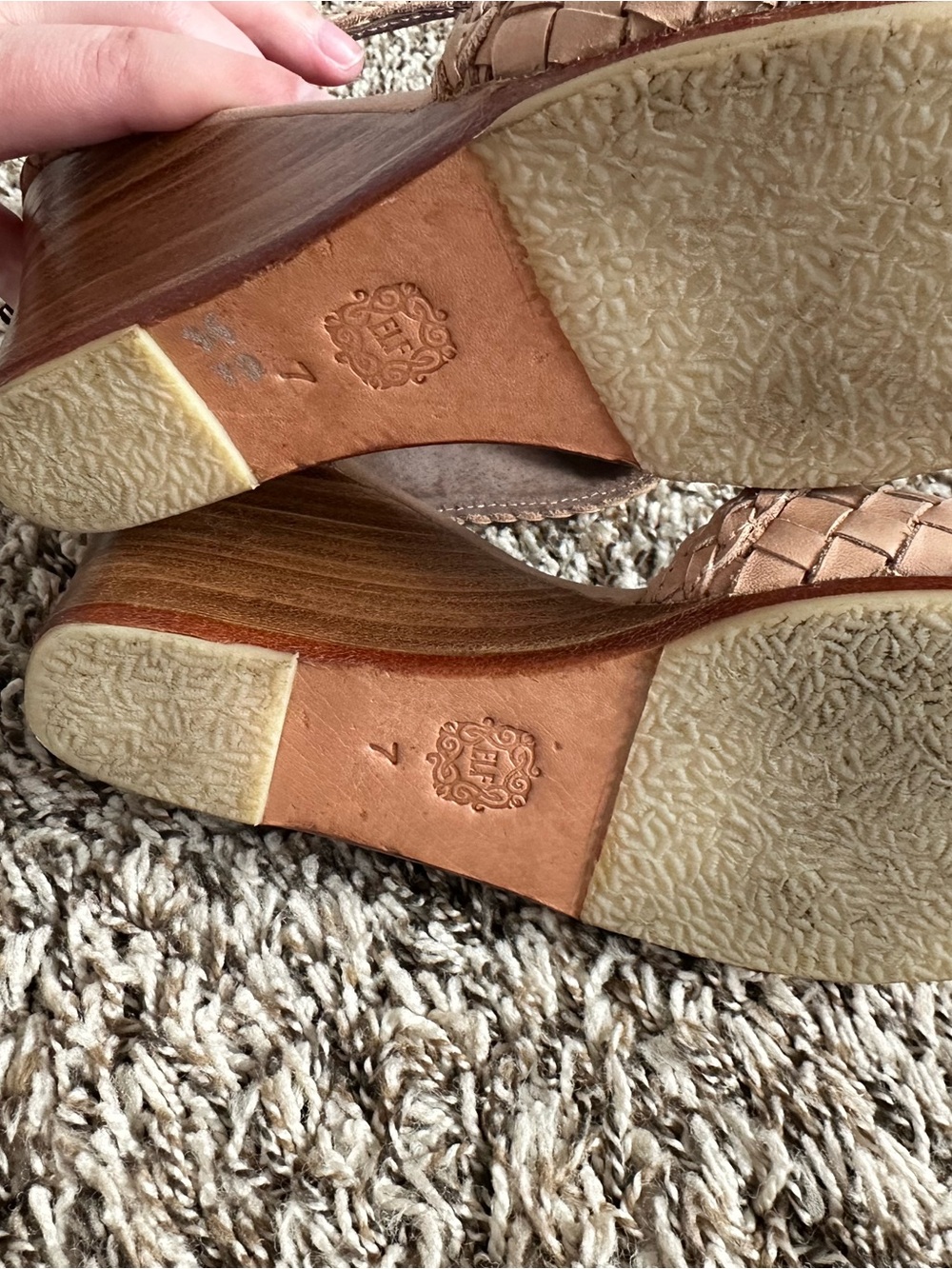 ELF Made by Hand Athena Woven Braided Wedge Sandal Beige Size 7 Boho - Picture 10 of 11